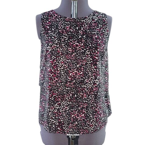 Anne Klein Purple Leopard Print Sleeveless Blouse Sz 10 - Picture 1 of 8